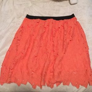 Xhilaration Coral Eyelet/lace Midi Skirt